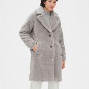 Gap Sherpa Teddy Jacket Grey Overcoat Size M